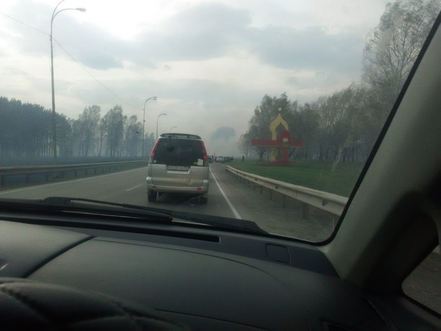 На автодороге Кемерово — Топки произошло ДТП из-за сильного задымления