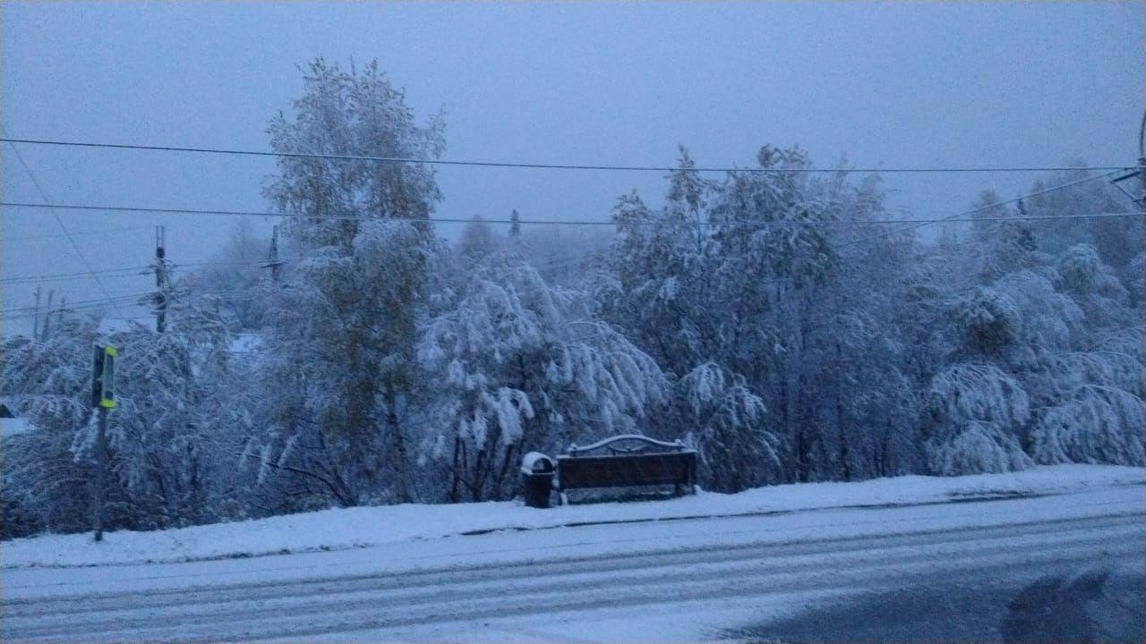 Кузбассовцы делятся в соцсетях фотографиями ночного снегопада